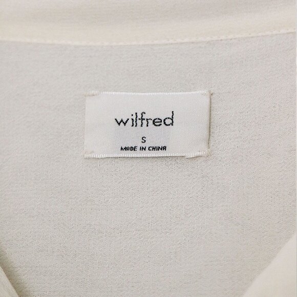 Aritzia Wilfred Ruffle High Neck Button Front Blouse Shirt S Cream Semi Sheer - Picture 6 of 15